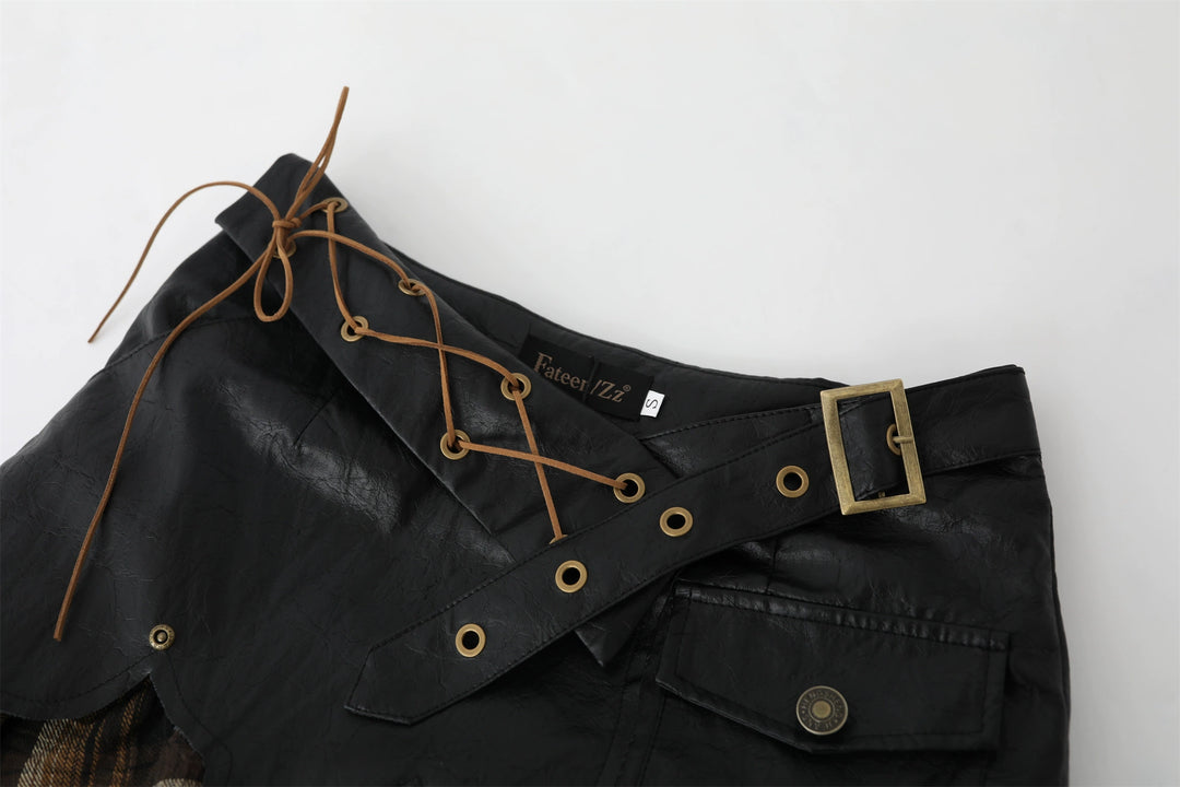 Retro Punk Spliced Rutete Tunika Skjørt