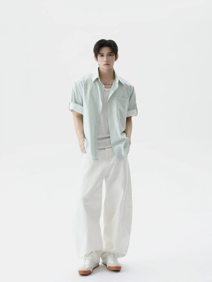 Cotton Loose Fit Striped Shirt