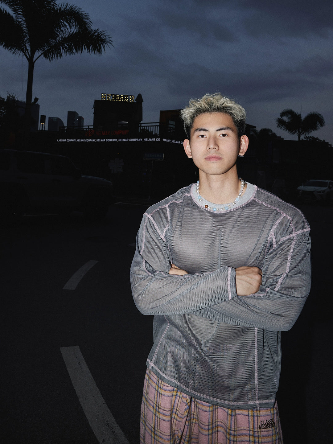 Mesh Hollow Long Sleeve Pullover