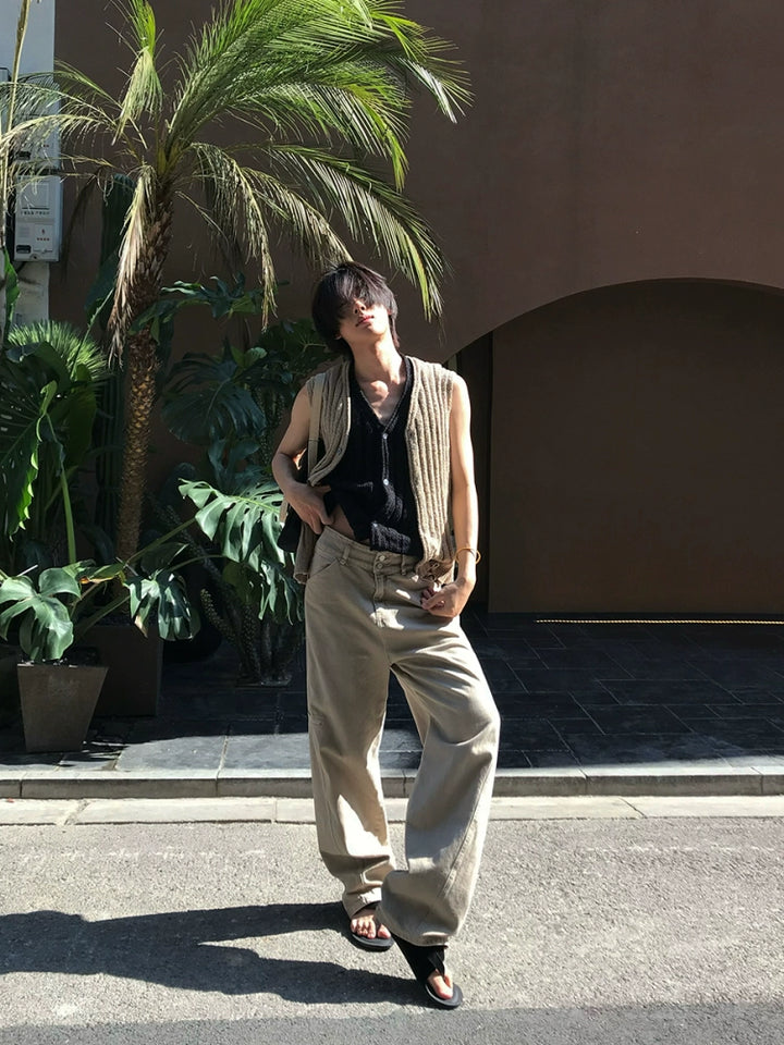 Straight Loose Washed Workwear Jeans