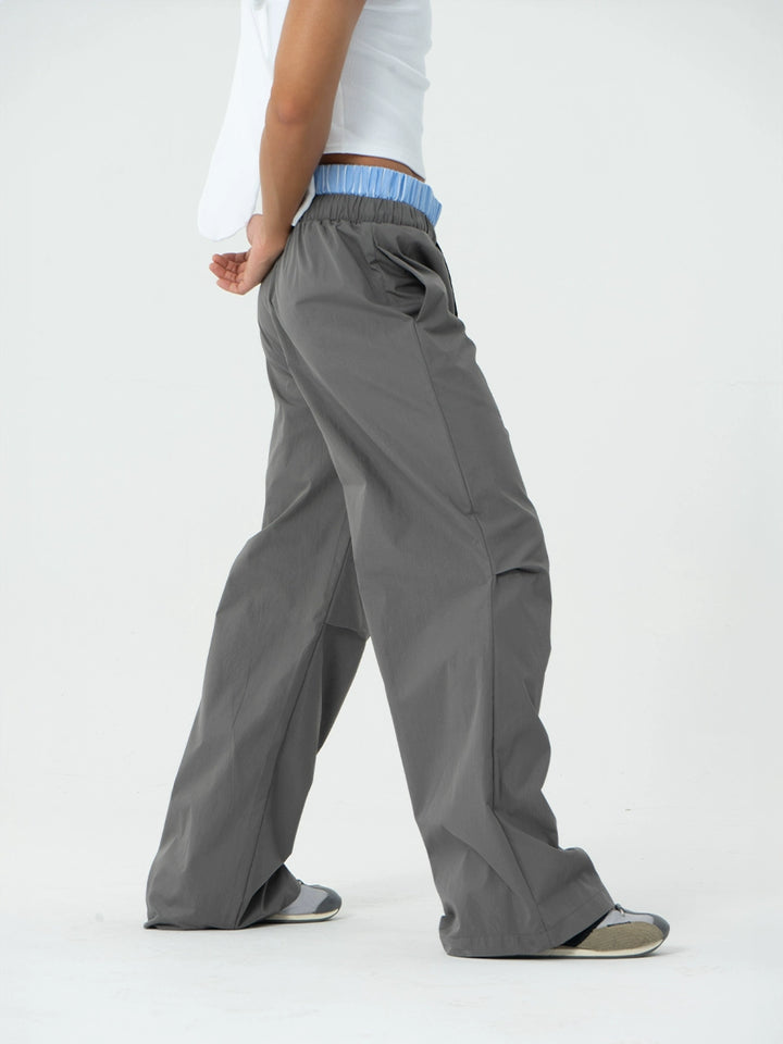 Double Waist Wide Leg Drawstring Pants