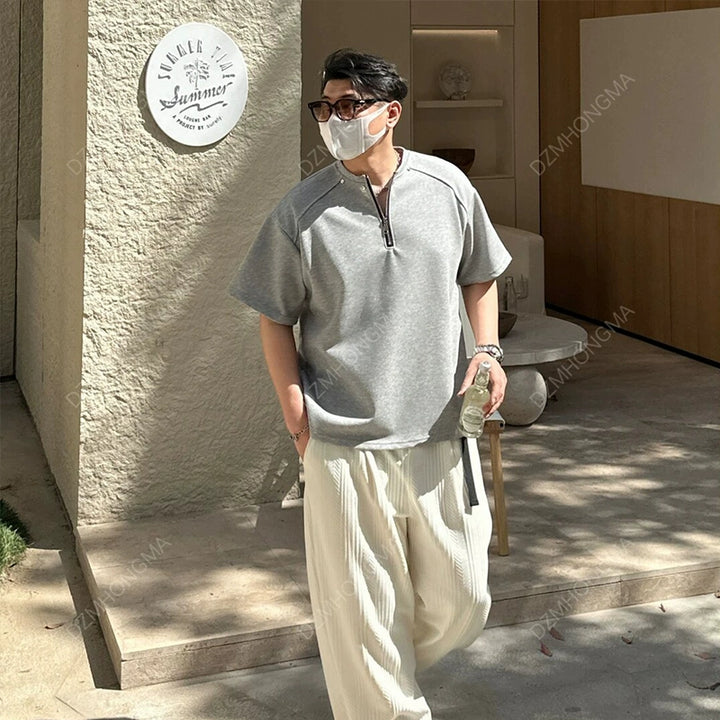 Heavyweight Half Zip Short Sleeve T-Shirt