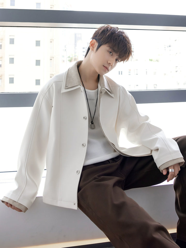 Double Collar Button-Up Jacket