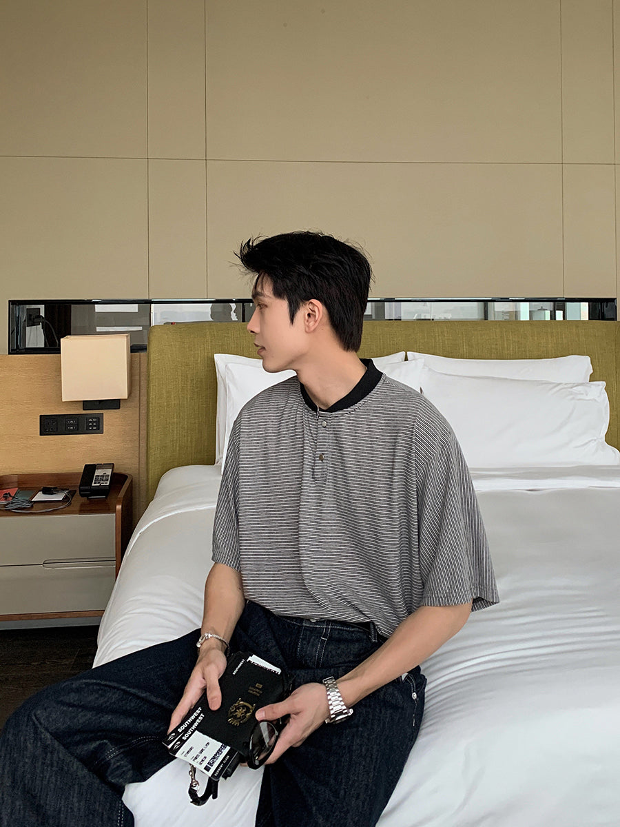 Henry Collar Loose Polo Shirt