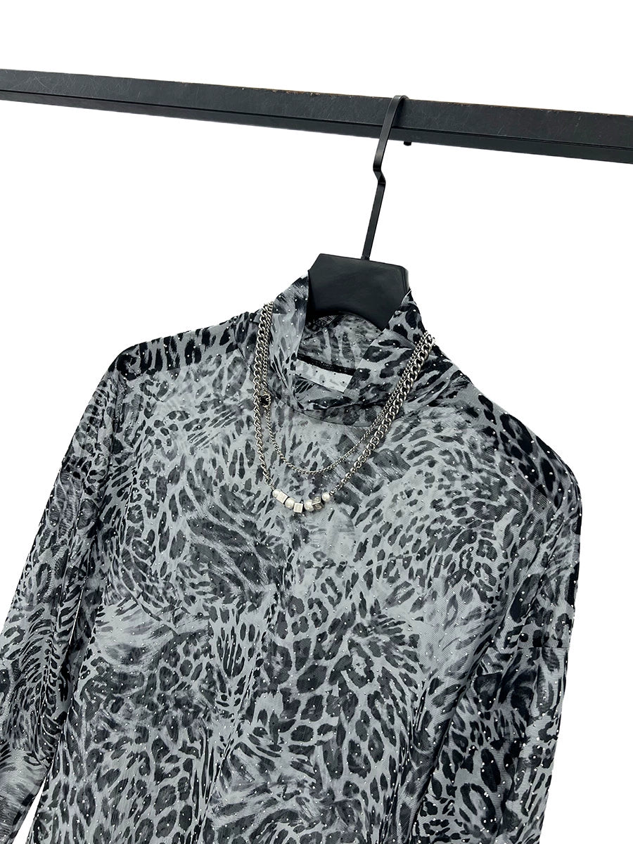 Mesh Leopard Print Quick-Drying Pullover