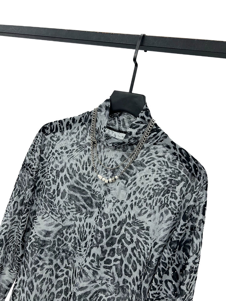 Mesh Leopard Print Quick-Drying Pullover