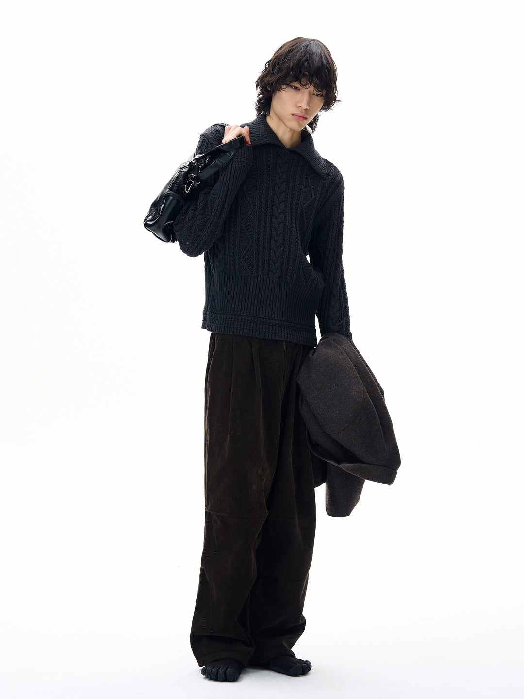 Pantaloni casual a gamba larga in corduroy