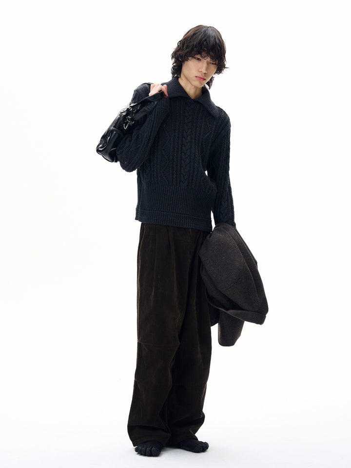 Pantaloni casual a gamba larga in corduroy