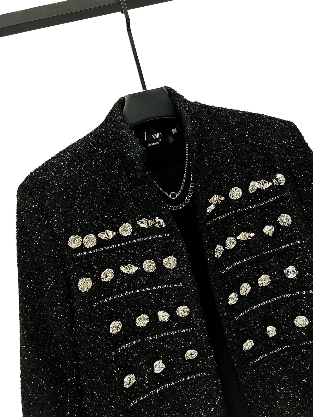 Shiny Metal Embellished Short Jacket