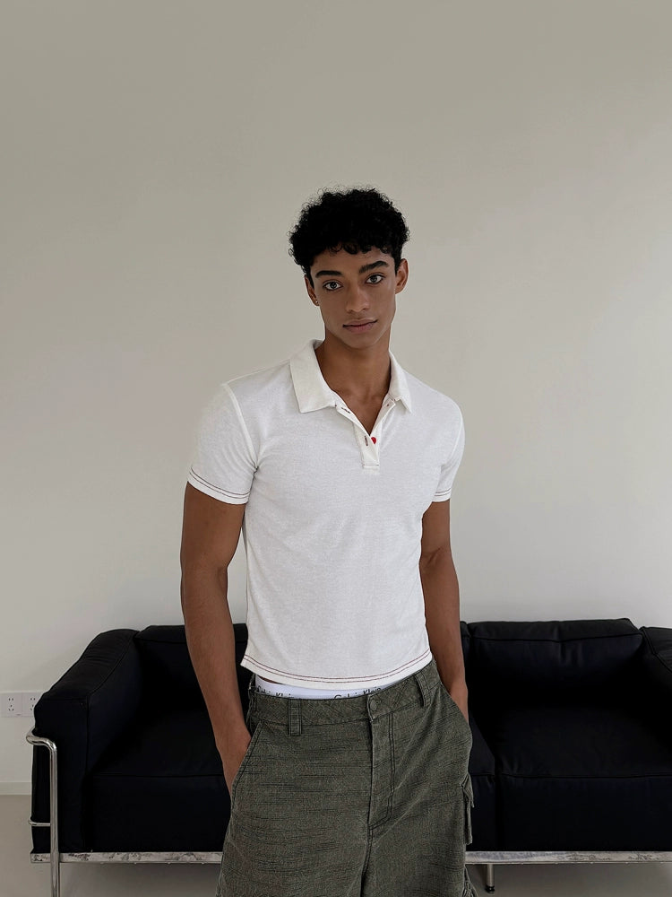 Terry Cloth Short Sleeve Polo Shirt