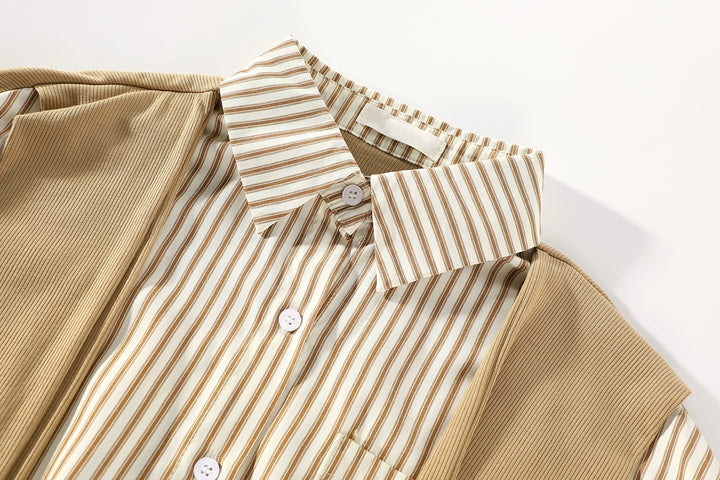 Striped Shawl Collar Long Sleeve Shirt
