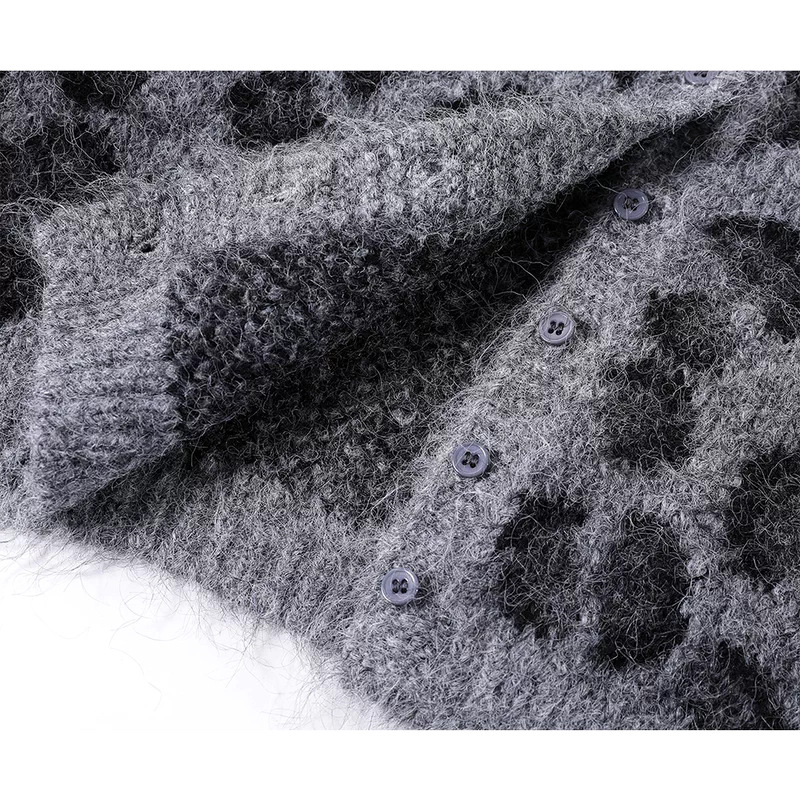 Leopard Print V-Neck Knit Sweater