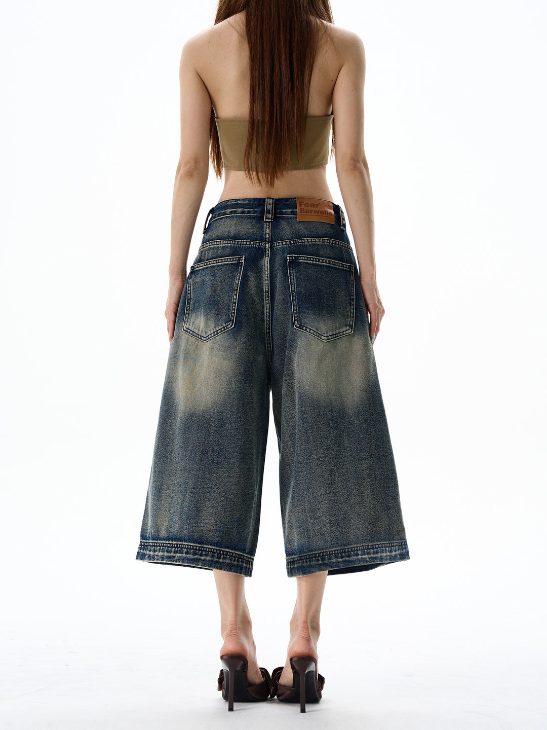 Wide-Leg Cropped Denim Shorts