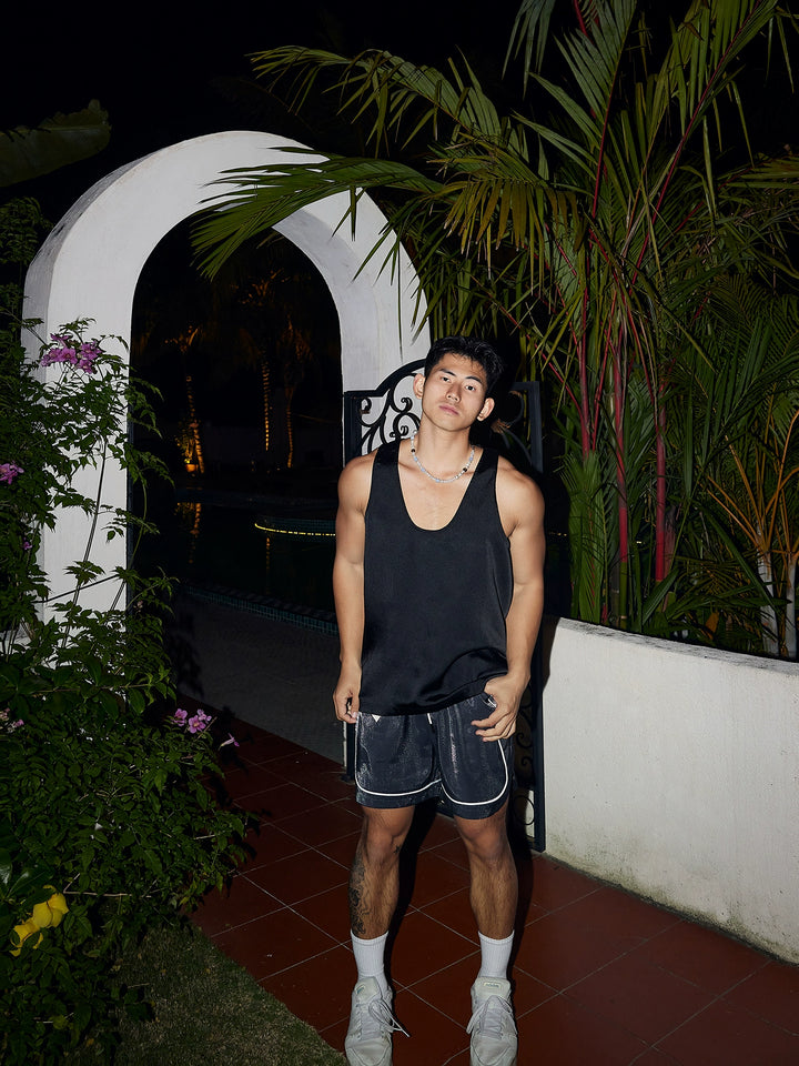 Satin Deep U-Neck Sports Vest