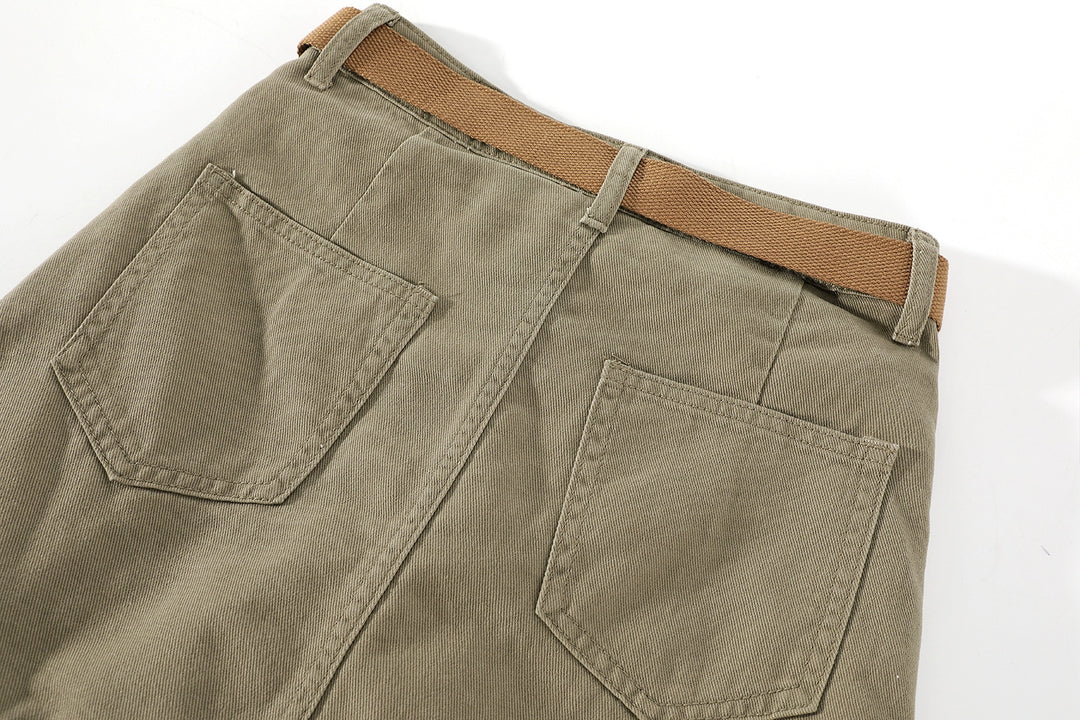 High Waist Utility Mini Skirt