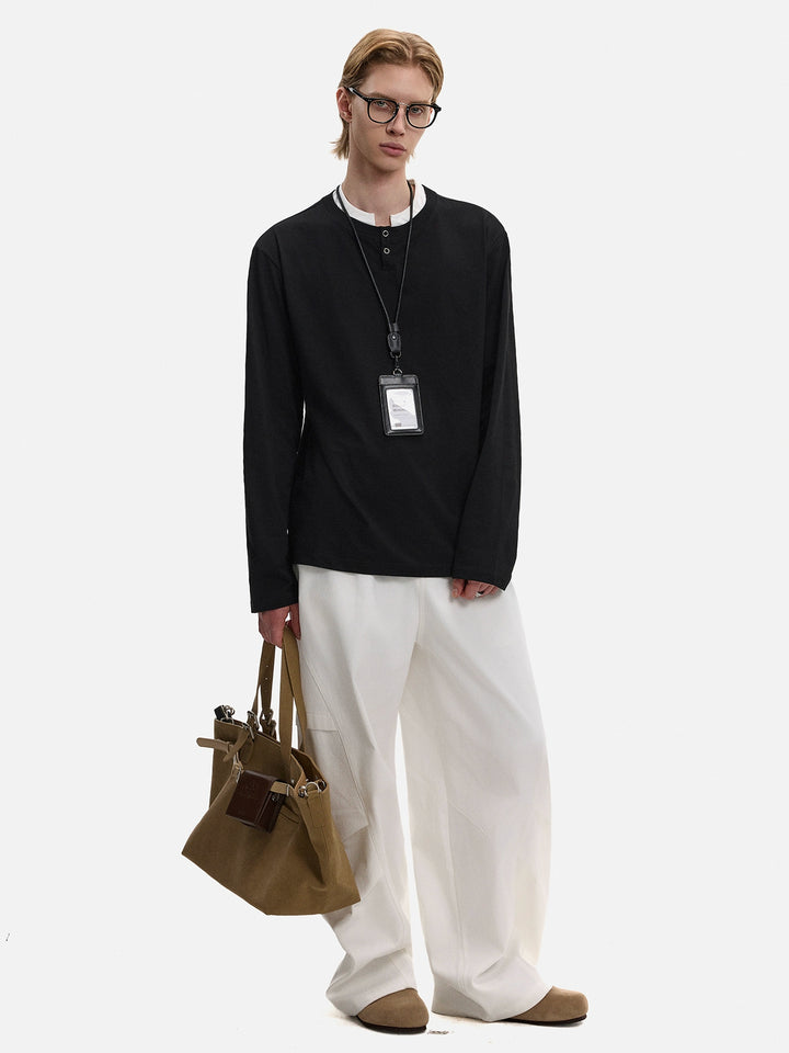 Henley Krave Langærmet Lagdelt Pullover