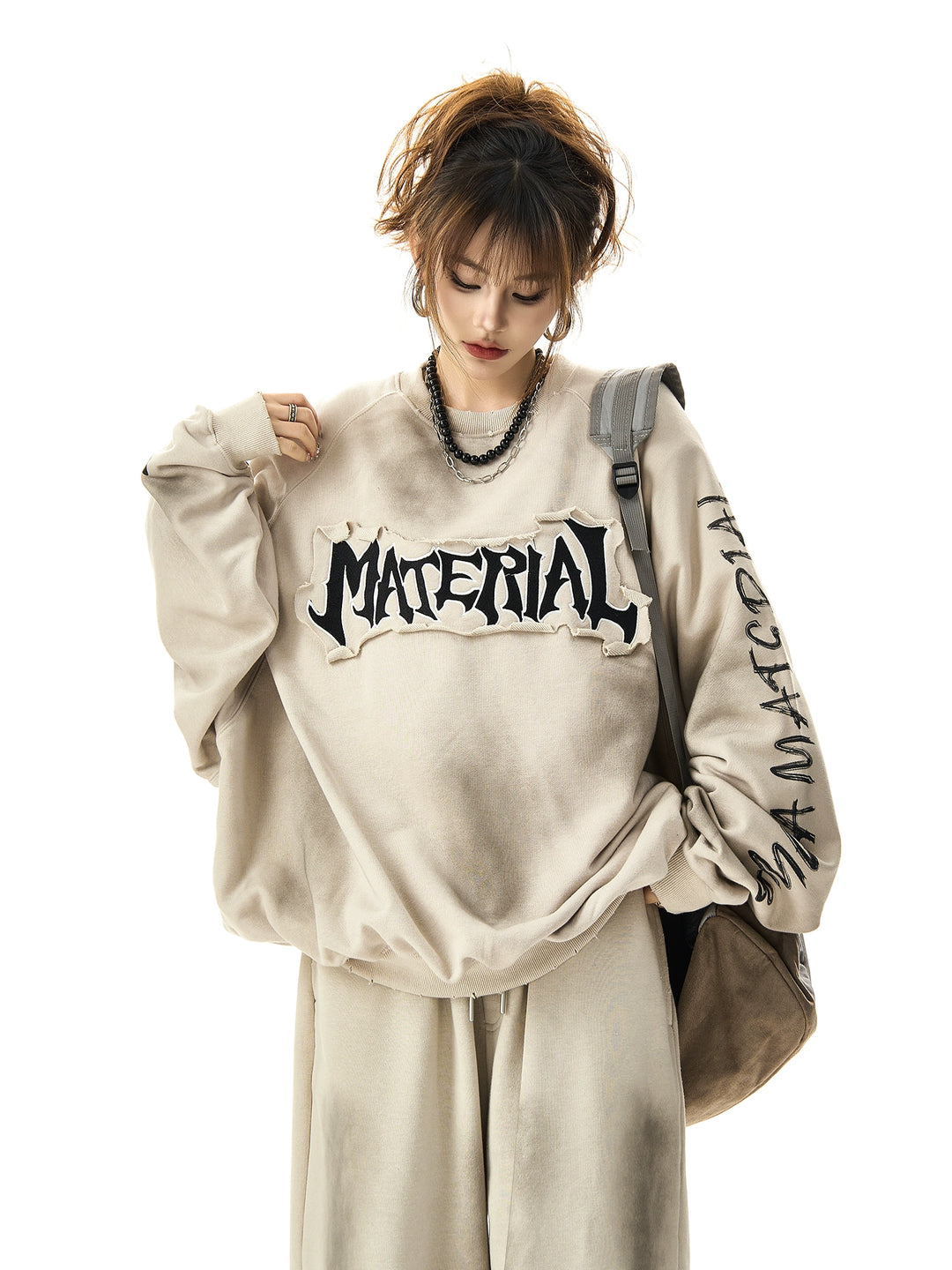 Overmaatse Geborduurde Wasteland Stijl Sweatshirt