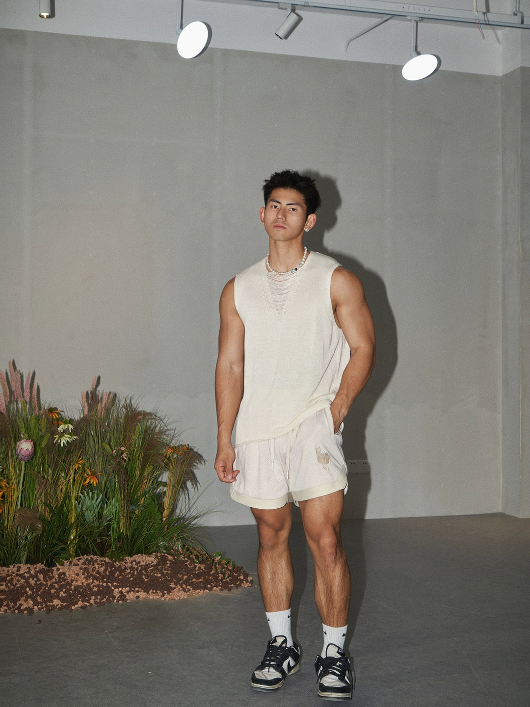 Woolen Distressed V-Neck Knitted Vest