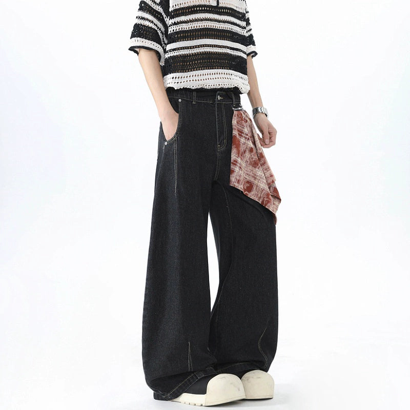 Jeans pantalon droit à jambes larges