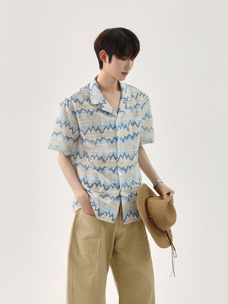 Wavy Striped Knitted Shirt