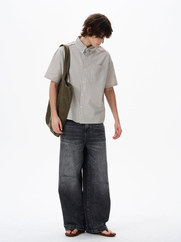 Plaid Short Sleeve Button-Up Shirt