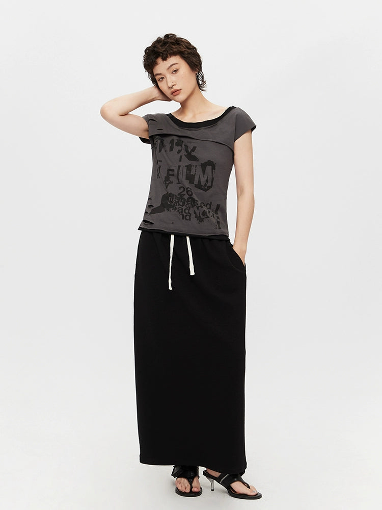 Ripped Retro Print Slim Fit Turtleneck