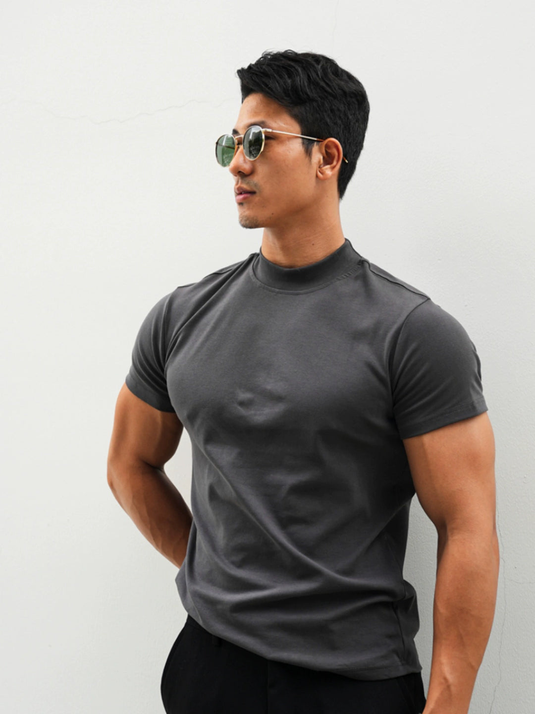 Half-High Collar Slim Fit Short Sleeve T-Shirt