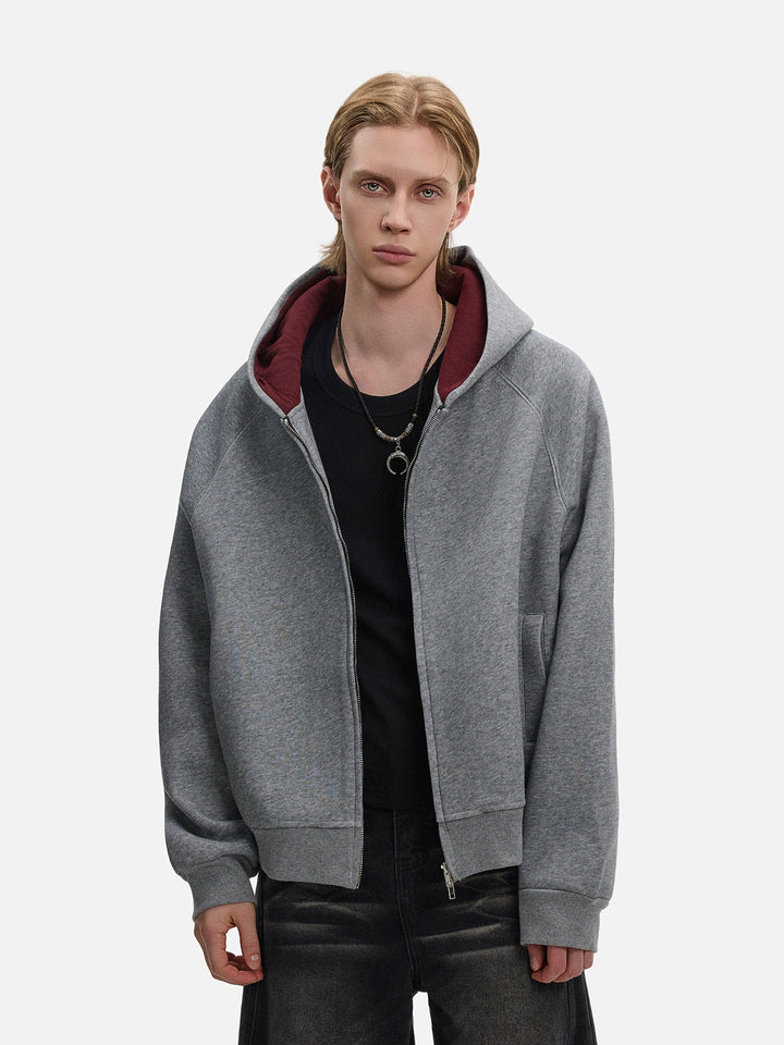 Tung bomulds zip-up hættetrøje
