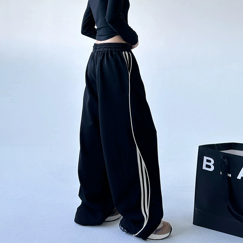 Drawstring Wide-Leg Casual Sweatpants