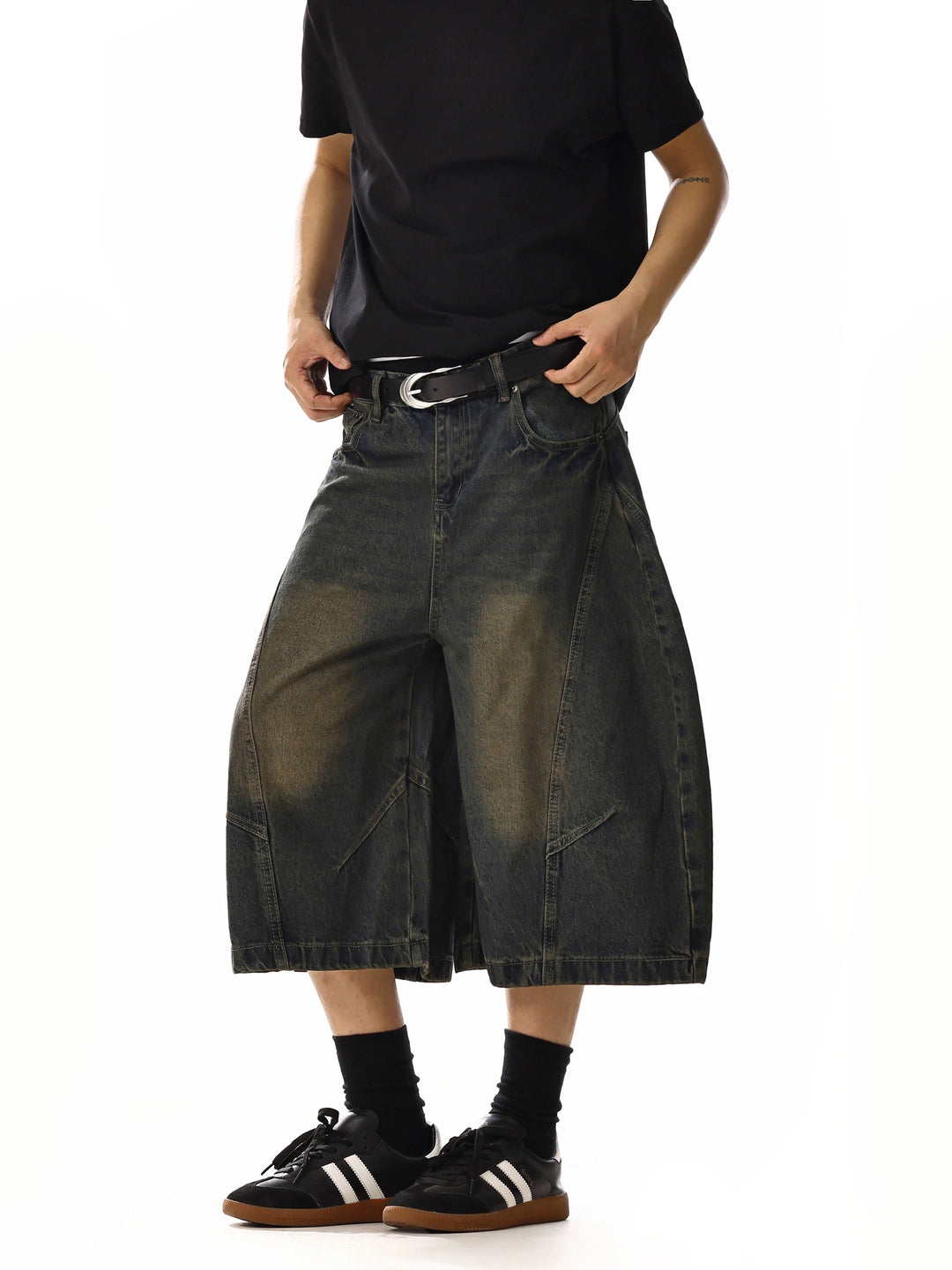 Wide-Leg Street Denim Shorts