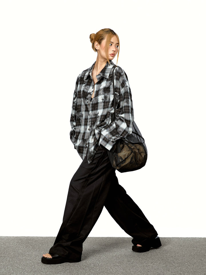 Gradient Plaid Long-Sleeve Shirt