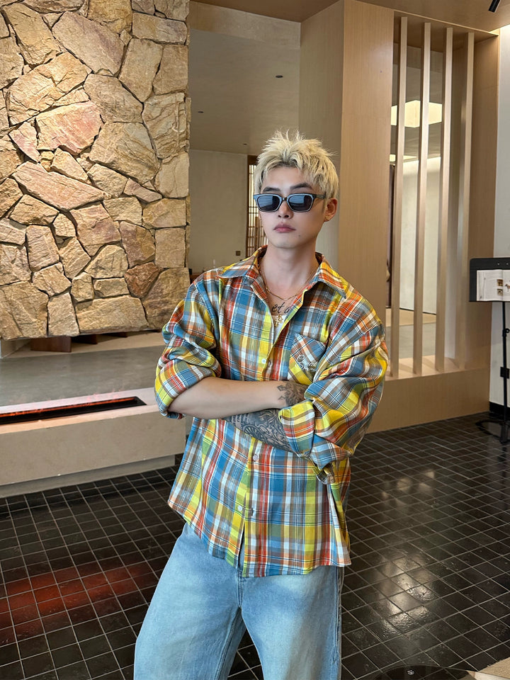 Camisa Casual de Manga Larga a Cuadros