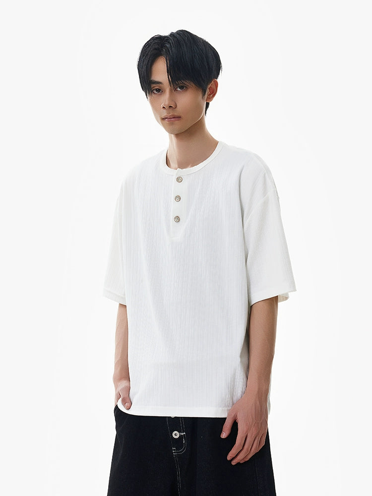 Henley Collar Short Sleeve Pullover