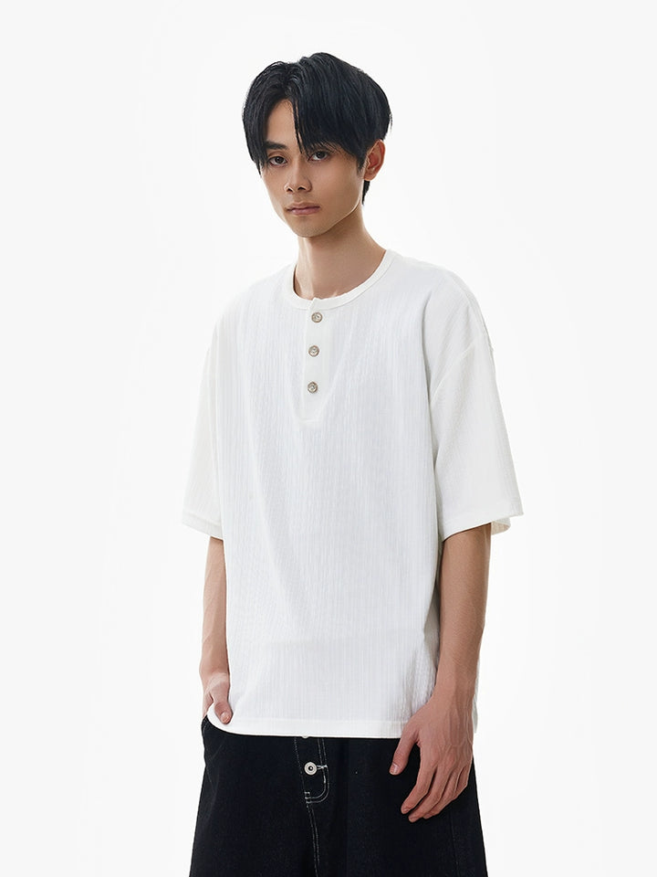 Henley Collar Short Sleeve Pullover