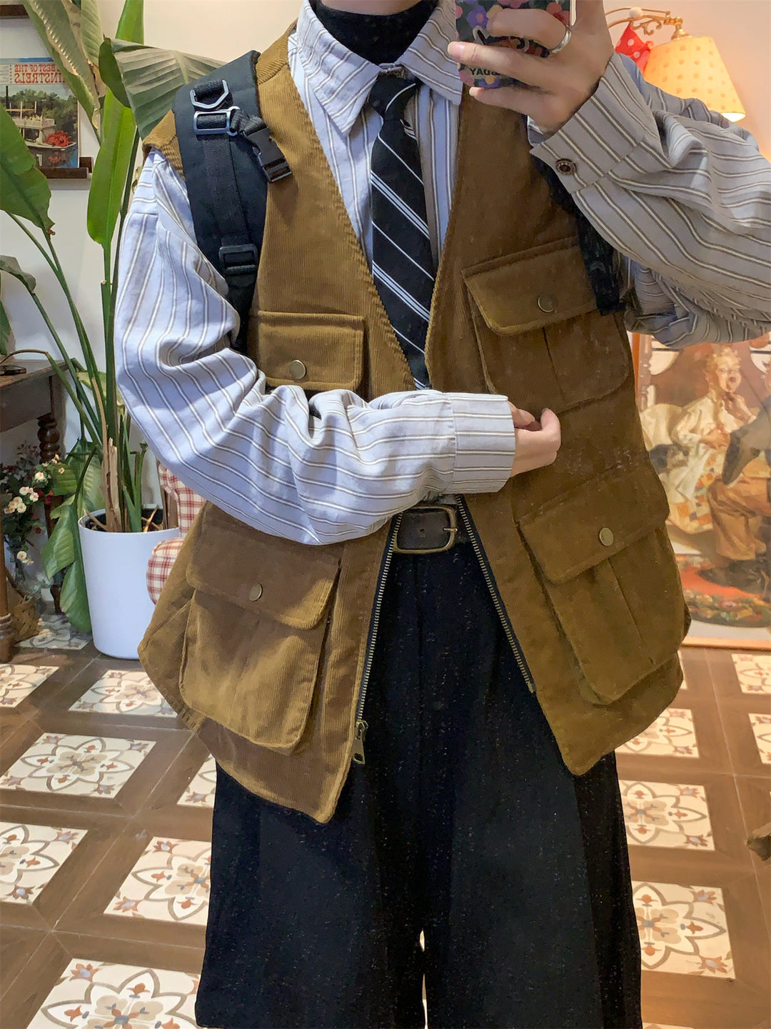 Corduroy Outdoor Multi-Pocket Workwear Vest