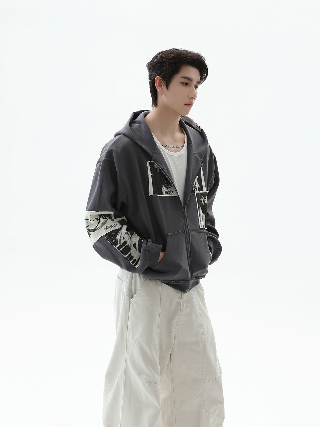 Lapp Print Zip Up Hettegenser