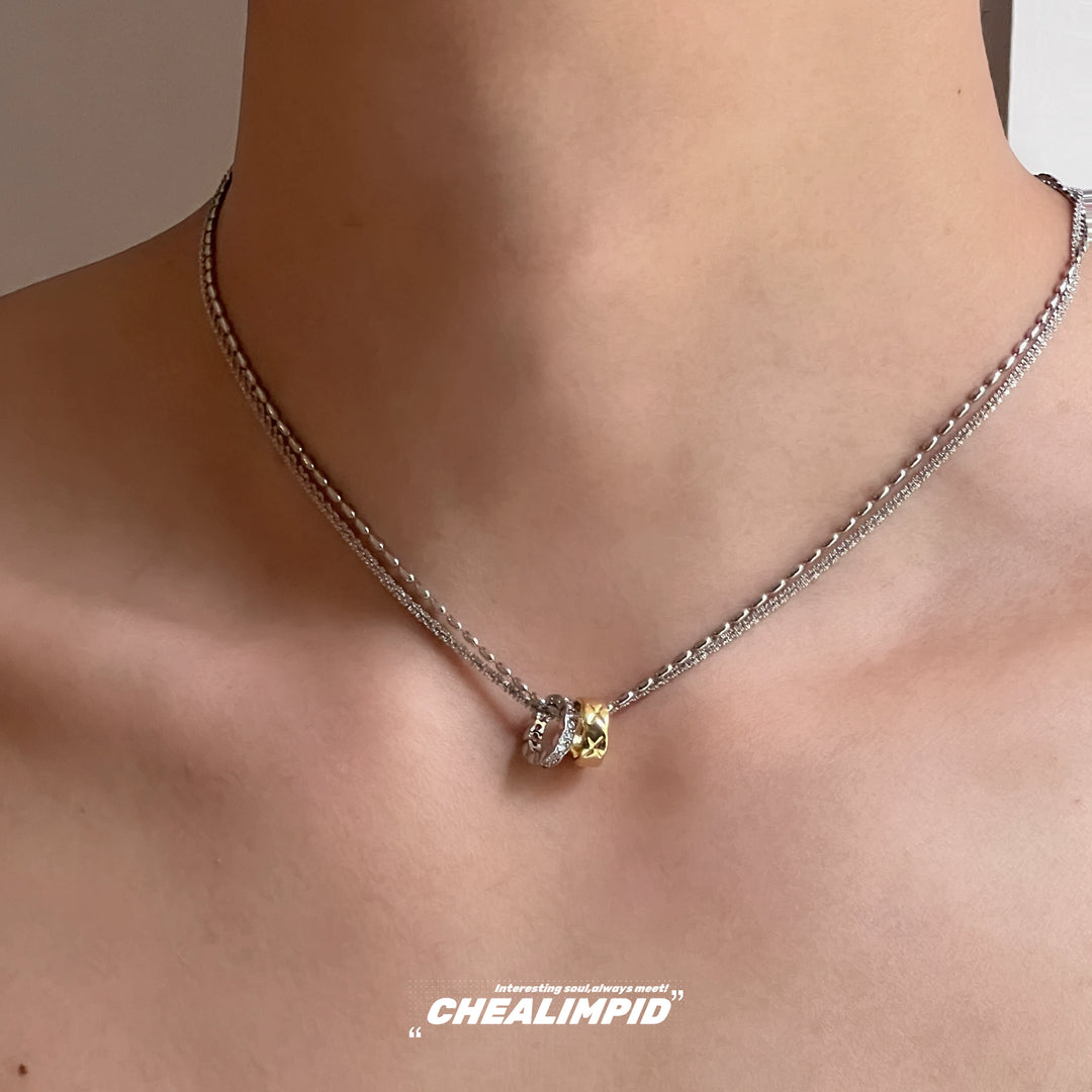 Stacked Ring Pendant Necklace