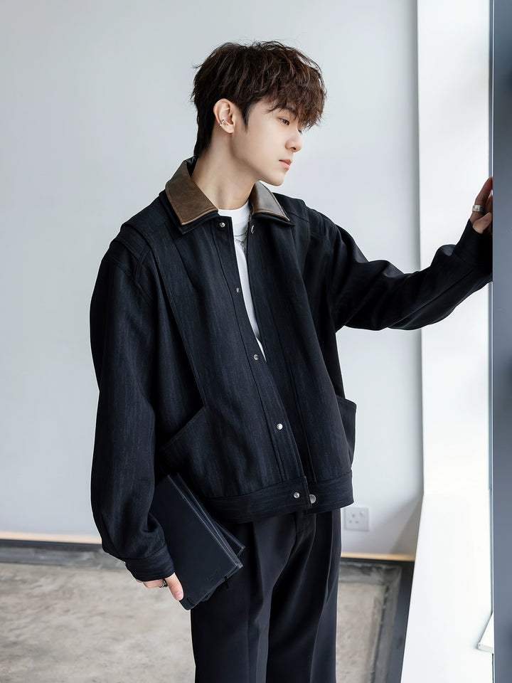 Distressed Double Collar Jacket