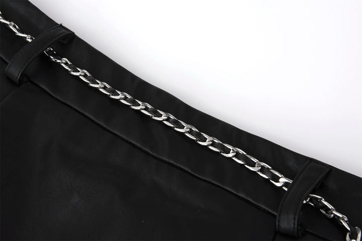 Leather A-Line Mini Skirt