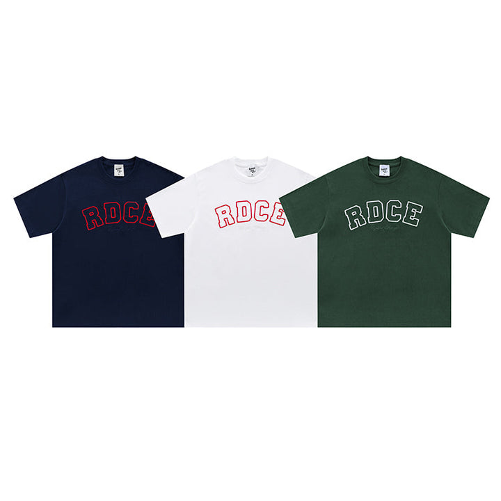 刺繍入りコットン短袖Tシャツ