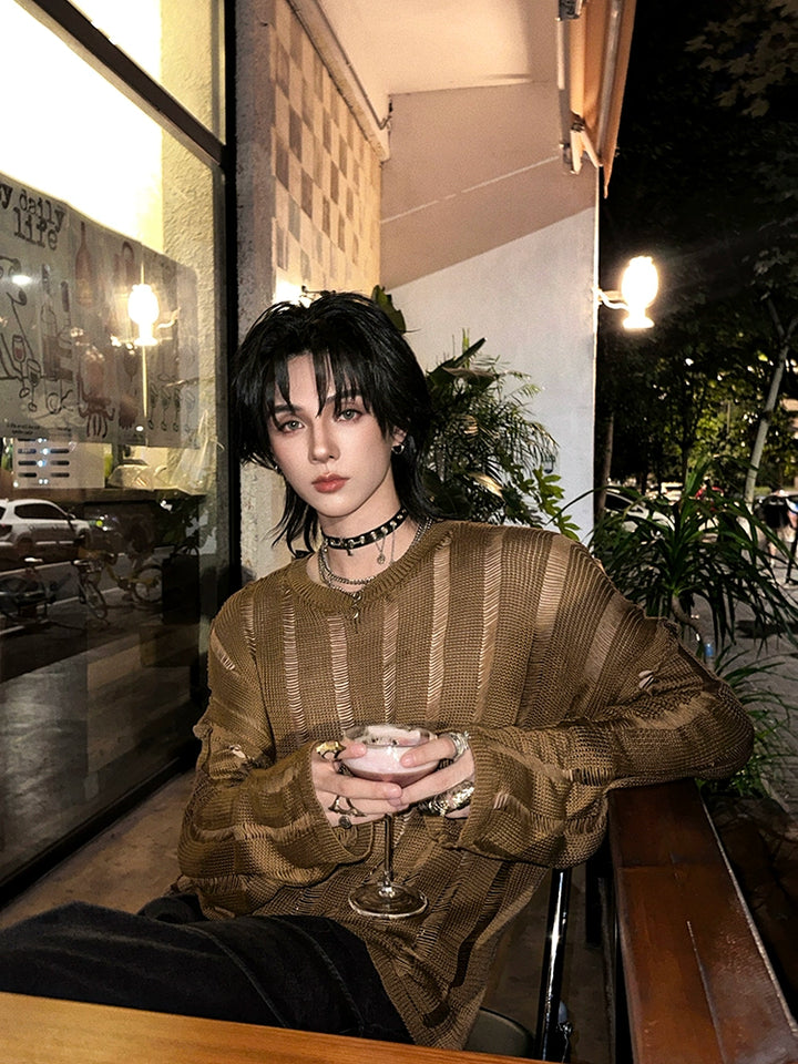 Hollow Knit Pullover Sweater