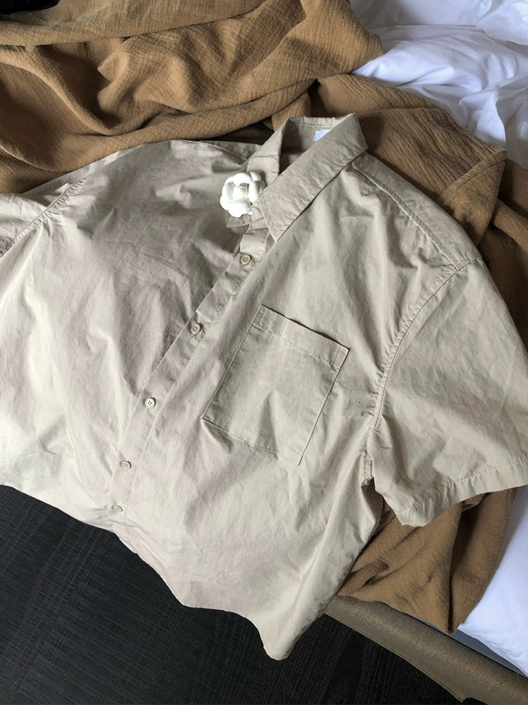 Basic Short Sleeve Shirt with Chest Pocket