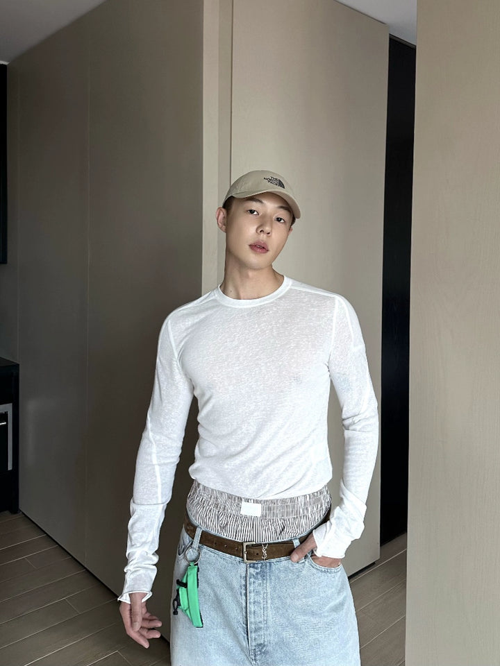 Sheer Slim Fit Long Sleeve Pullover