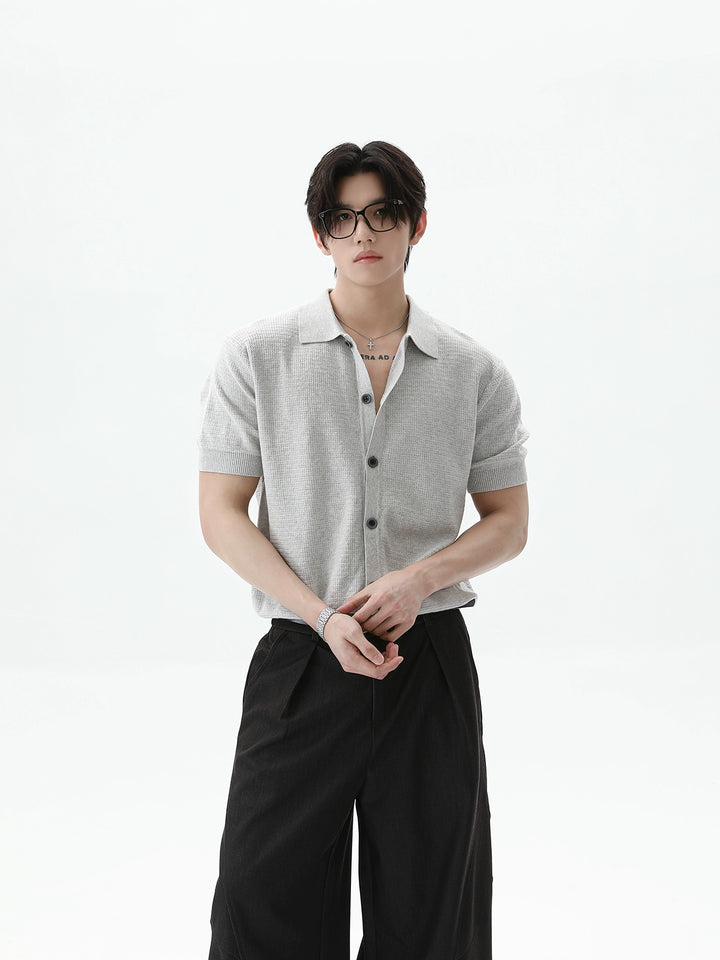 Button-front Short-sleeved Cardigan
