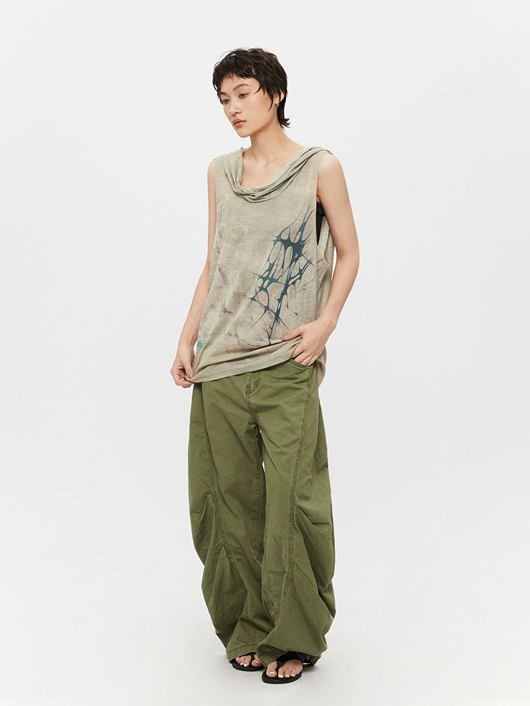 Sleeveless Hooded Loose Turtleneck Top