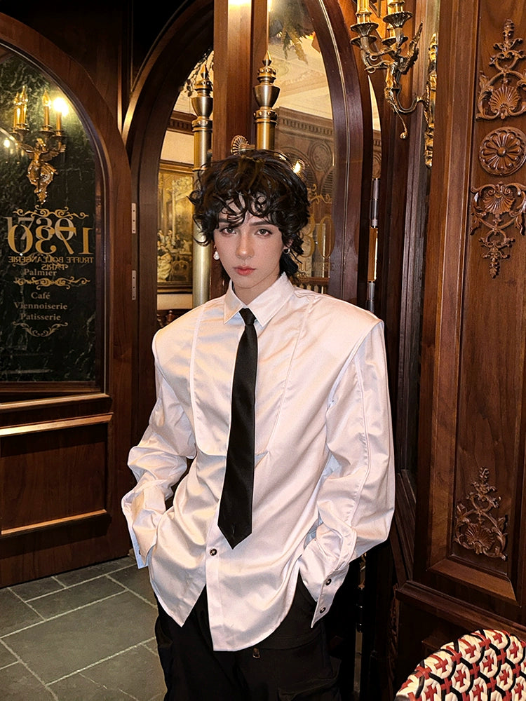 Long Sleeve Loose Fit Dress Shirt