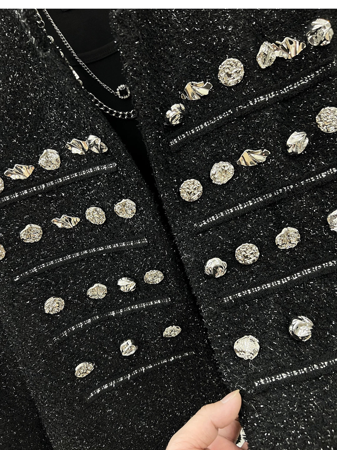 Shiny Metal Embellished Short Jacket