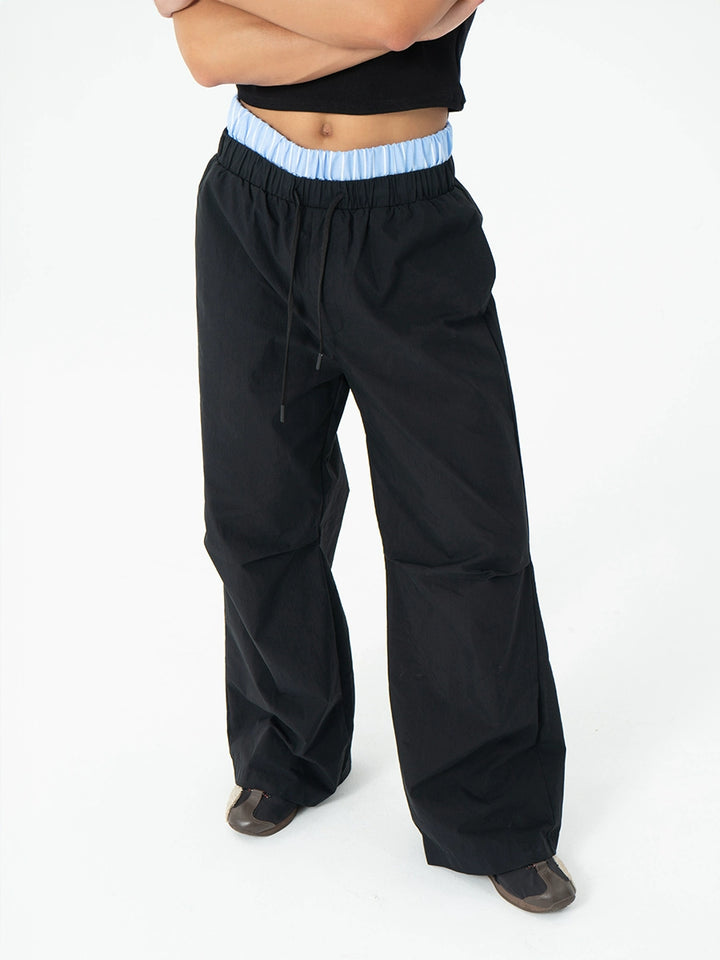 Double Waist Wide Leg Drawstring Pants