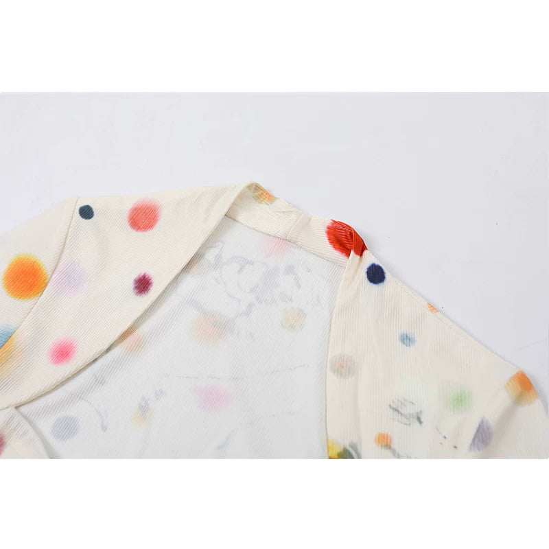 Polka Dot Long Sleeve Top and Skirt