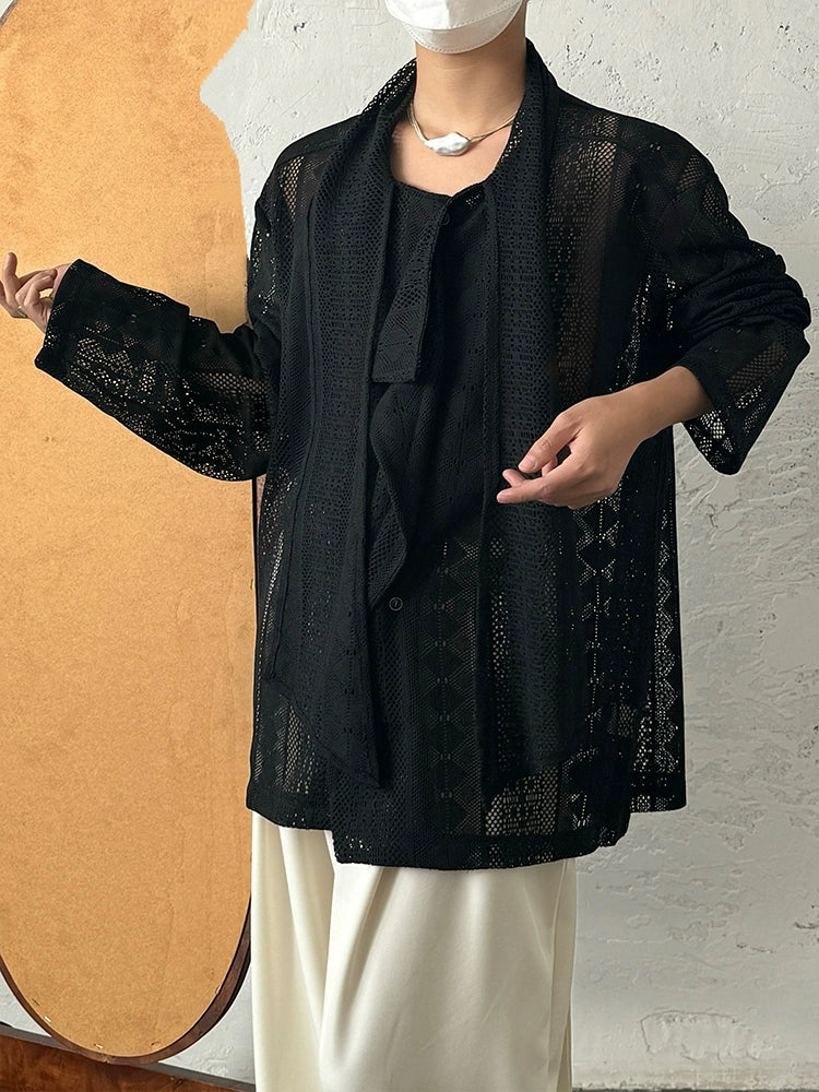 Jacquard Lace Sun Protection Ribbon Shirt